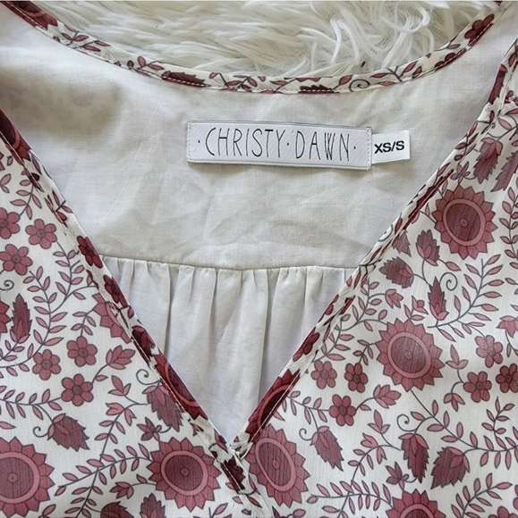 Christy Dawn The Donna Mini Dress in Gooseberry Red Floral Deadstock Fabric XS/S - Picture 9 of 14